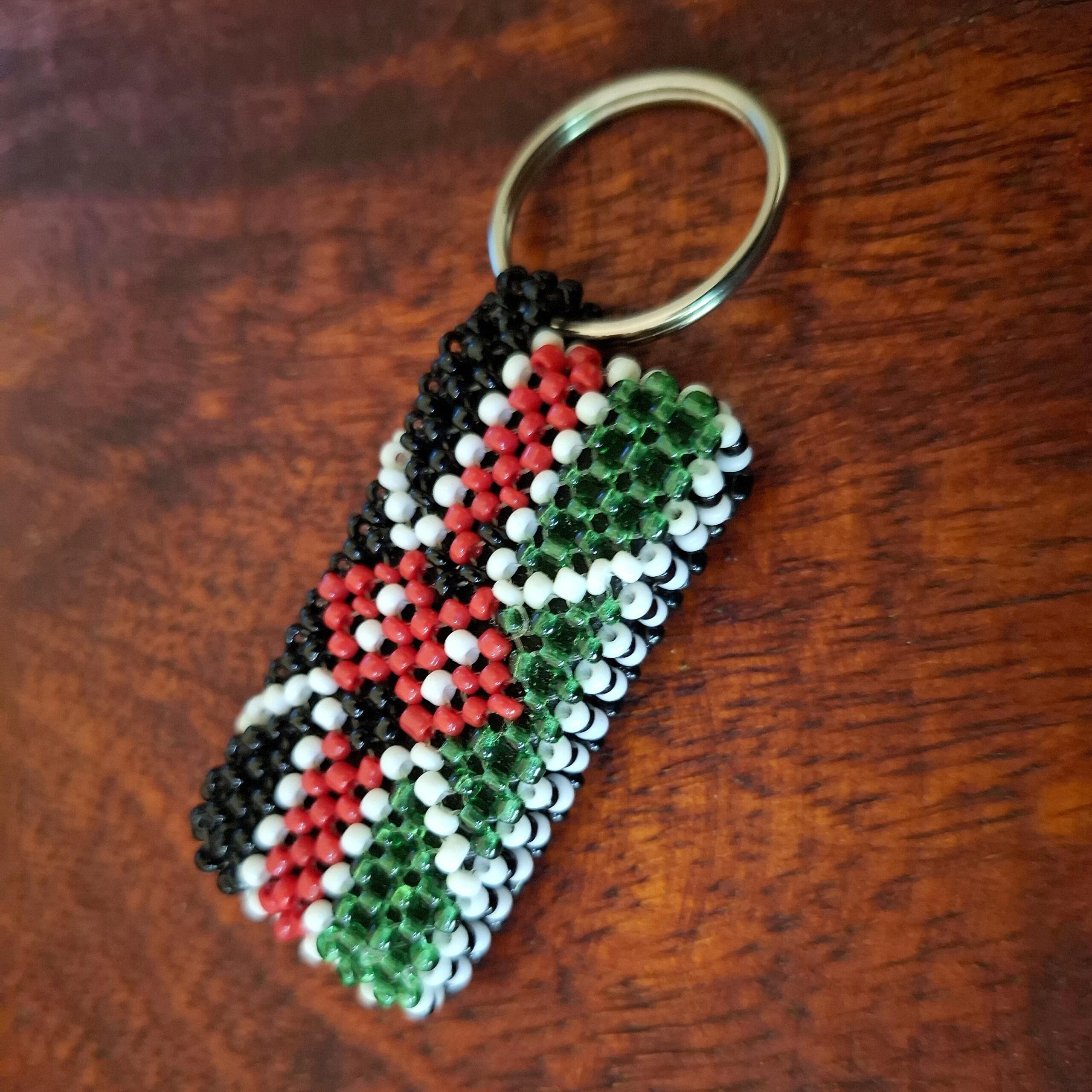 Beaded Kenya Flag Keychain