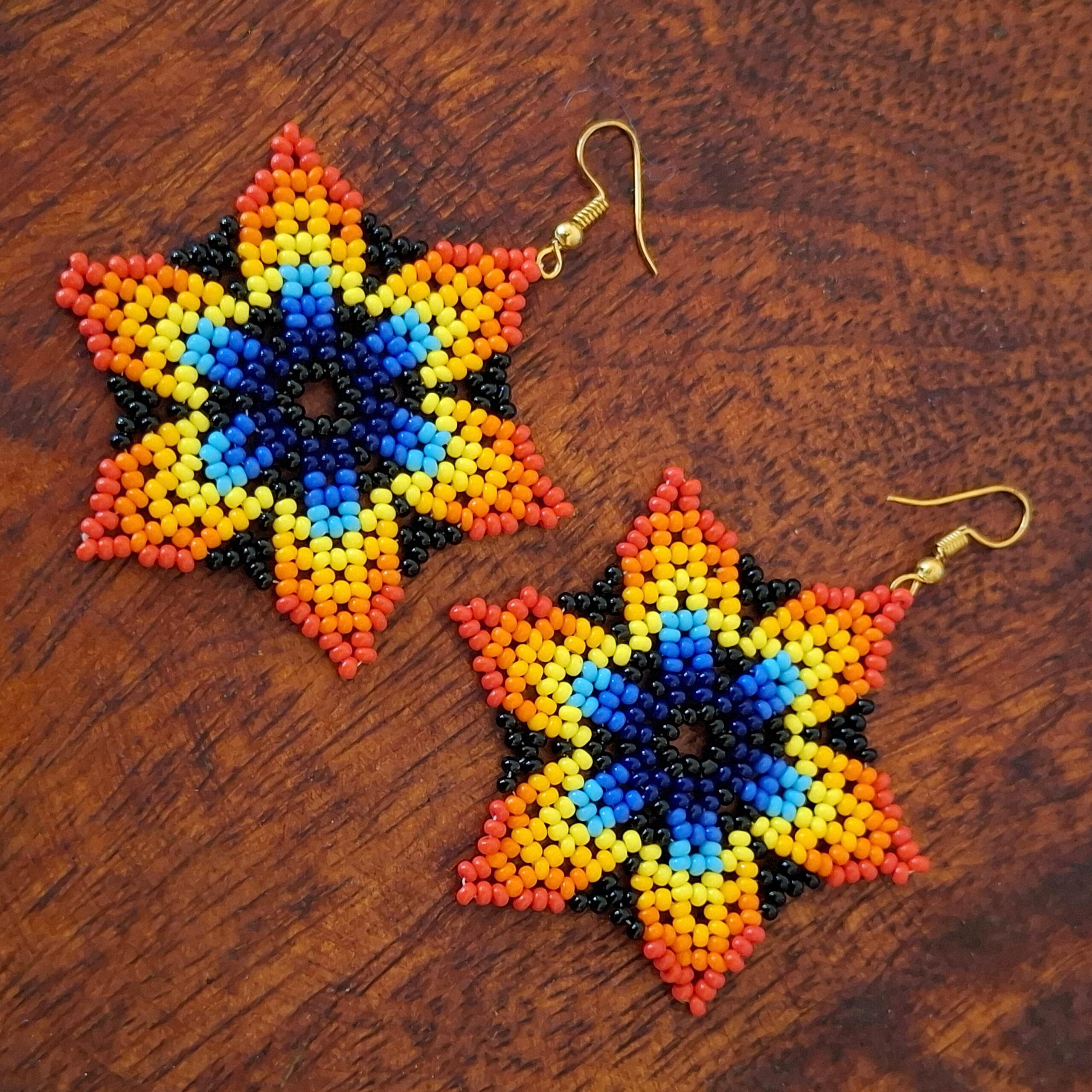 Handmade Beaded Star Earrings – Colorful African Tribal Jewelry