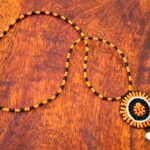 Orange & Black Beaded Pendant Necklace