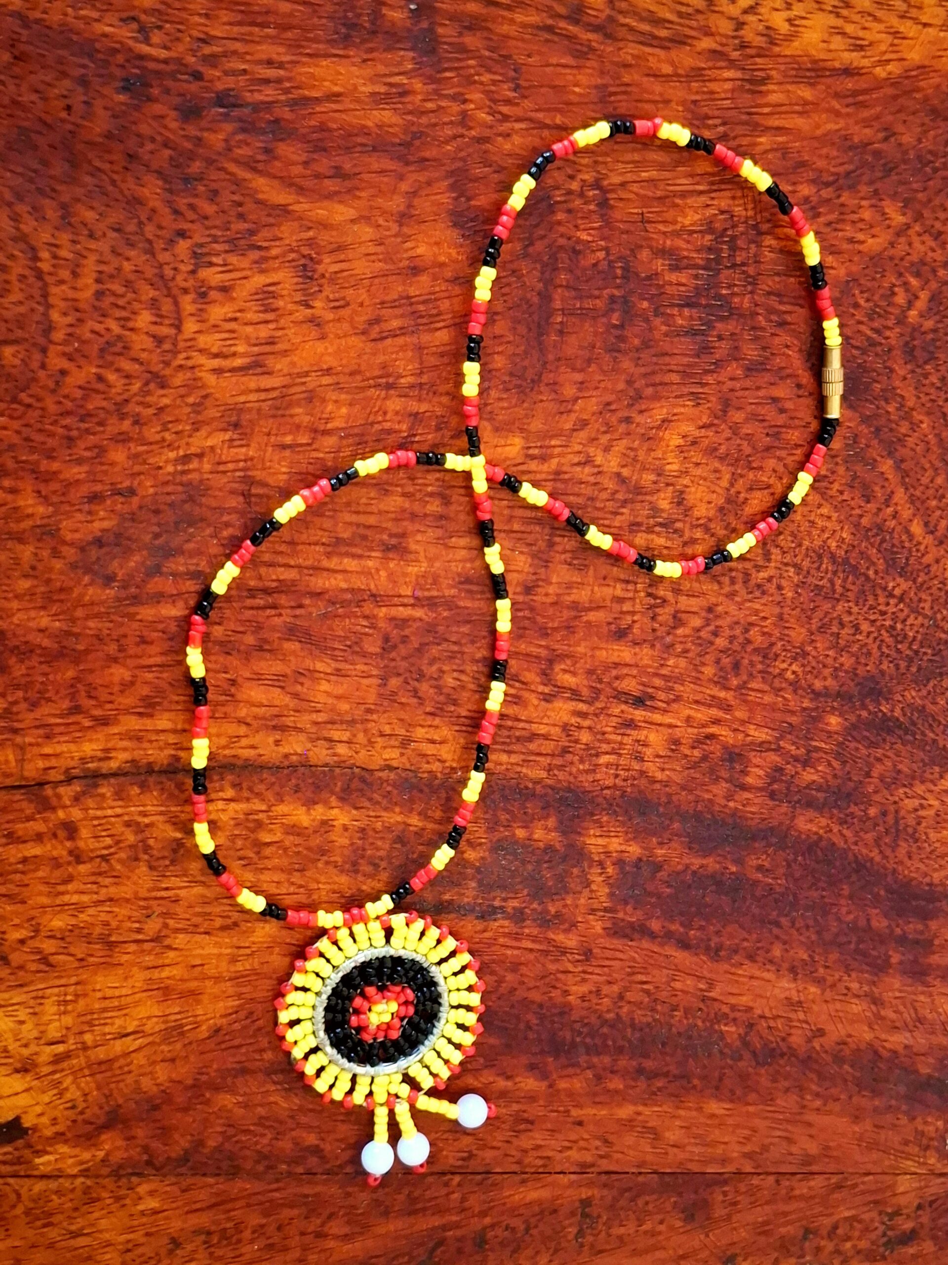 Beaded Necklace with Circular Pendant