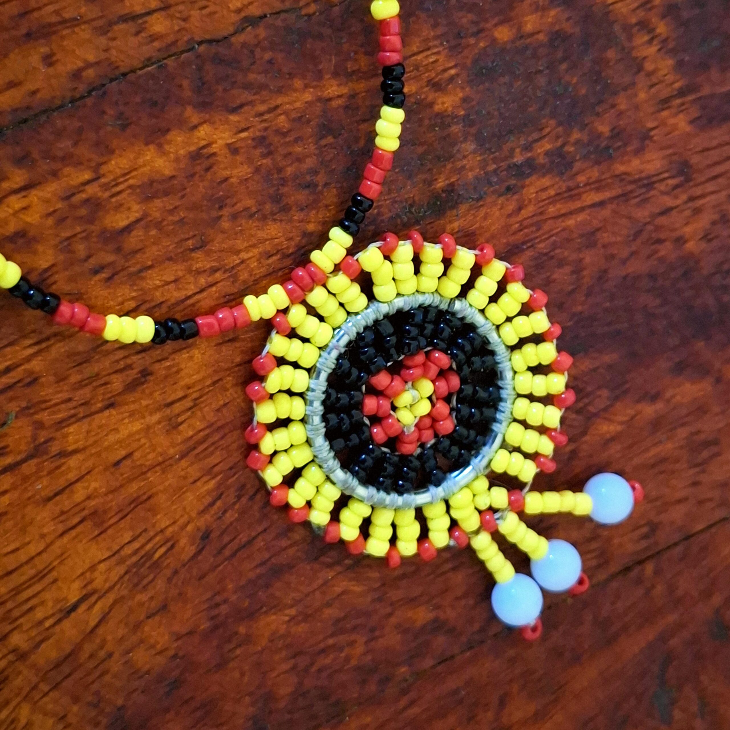 Beaded Necklace with Circular Pendant - Image 2