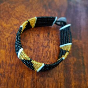 Black & Gold Beaded Cuff Bracelet