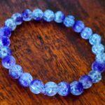 Blue Cracked Glass Bead Stretch Bracelet