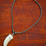 White Elephant Silver Black Beaded Necklace