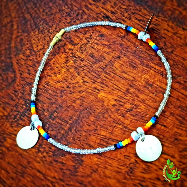 Silver Beaded African Anklet – Handmade Maasai Style Jewelry